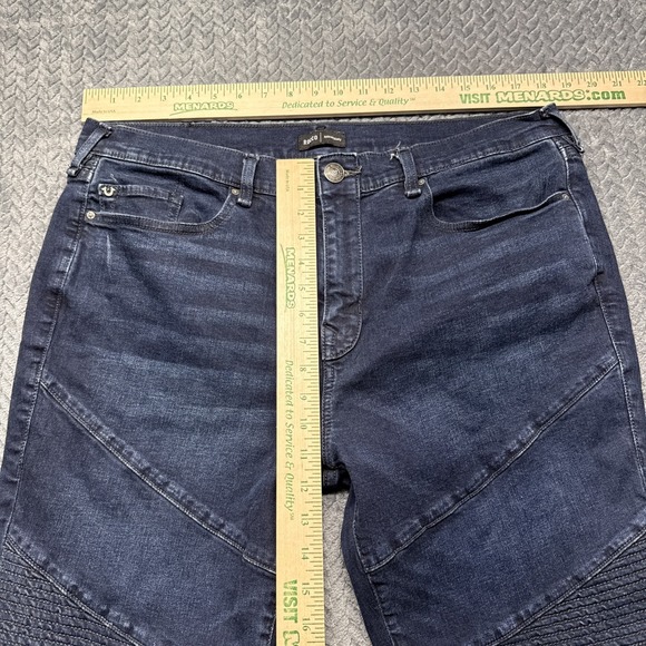 True Religion Rocco Men 38x33 Biker Moto Relaxed Skinny Denim Blue Jeans Stretch - Picture 12 of 13
